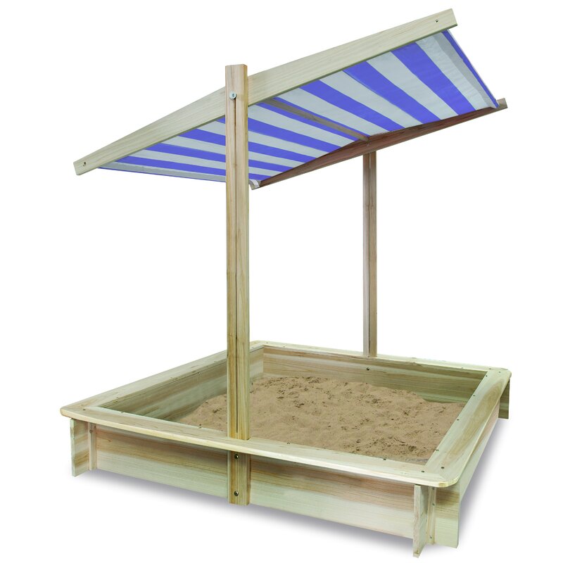 Lada de nisip, Free2Play, Cu acoperis, Cu coborare completa a acoperisului, 120 X 120 X 120 cm, Natural - gogobaby.ro