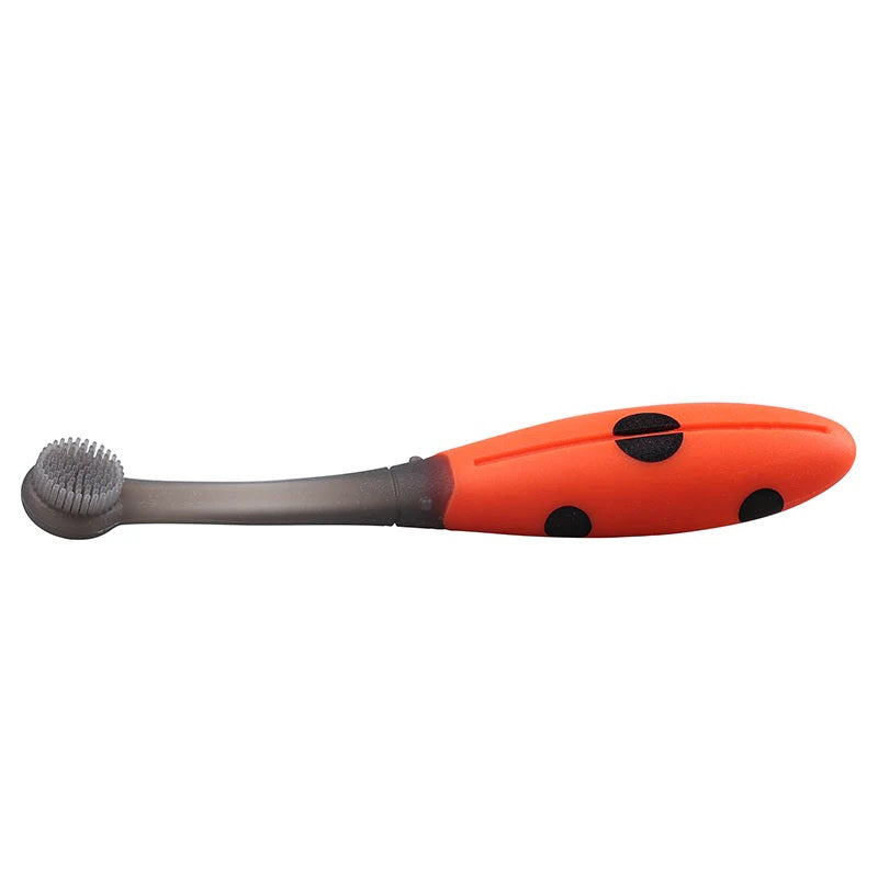 Periuta de dinti din silicon pentru antrenament, 6 luni+, Mombella, Buburuza - gogobaby.ro