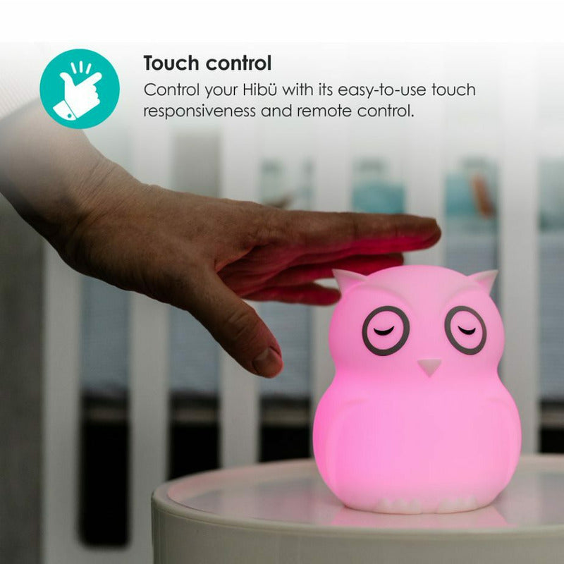 Lampa de veghe, BBluv, Bufnita, Hibu, Functionare pana la 10 ore, Cu telecomanda si cablu USB, Cu 9 culori diferite activate prin control Touch, White - gogobaby.ro