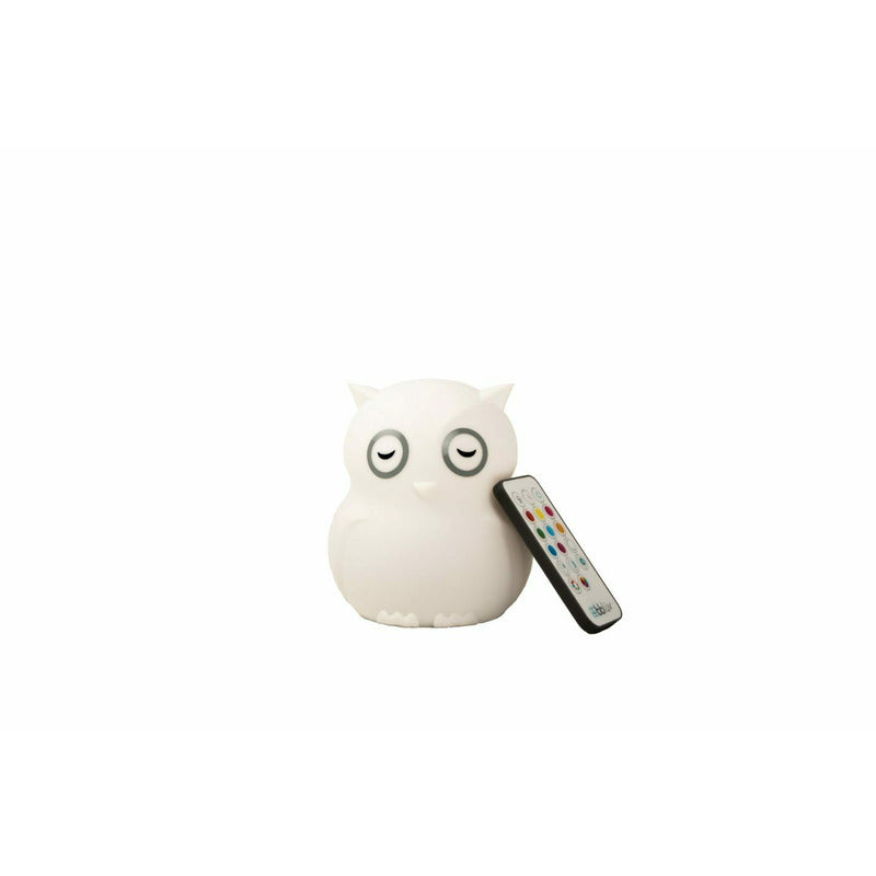 Lampa de veghe, BBluv, Bufnita, Hibu, Functionare pana la 10 ore, Cu telecomanda si cablu USB, Cu 9 culori diferite activate prin control Touch, White - gogobaby.ro