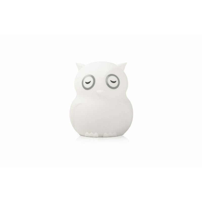 Lampa de veghe, BBluv, Bufnita, Hibu, Functionare pana la 10 ore, Cu telecomanda si cablu USB, Cu 9 culori diferite activate prin control Touch, White - gogobaby.ro