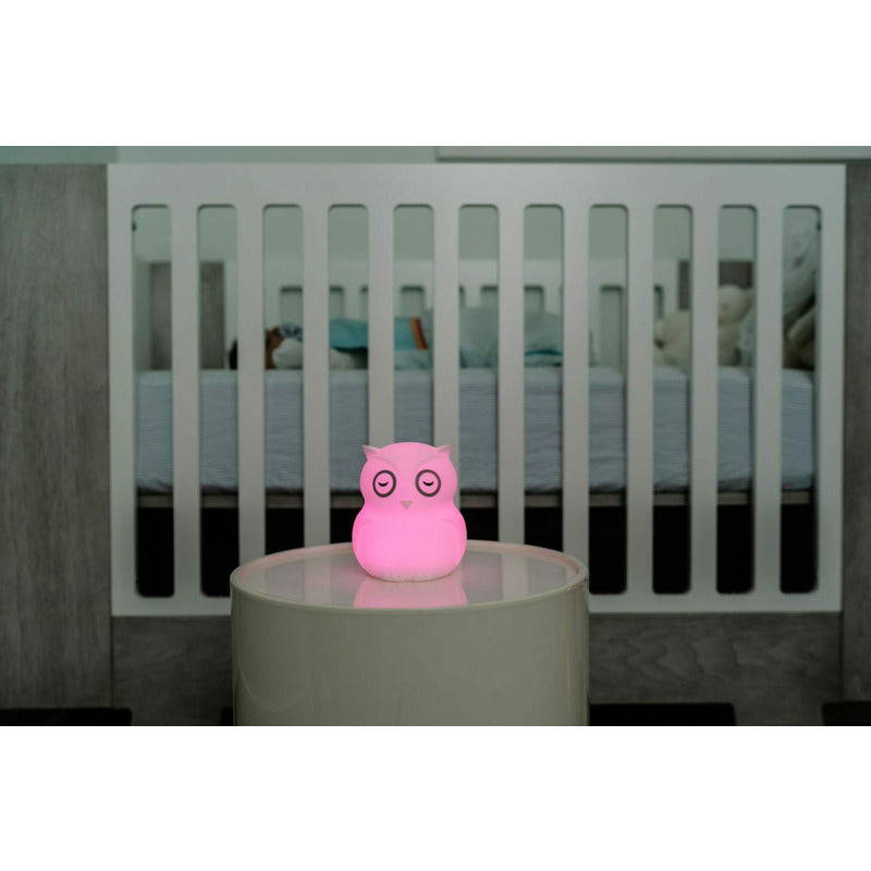 Lampa de veghe, BBluv, Bufnita, Hibu, Functionare pana la 10 ore, Cu telecomanda si cablu USB, Cu 9 culori diferite activate prin control Touch, White - gogobaby.ro