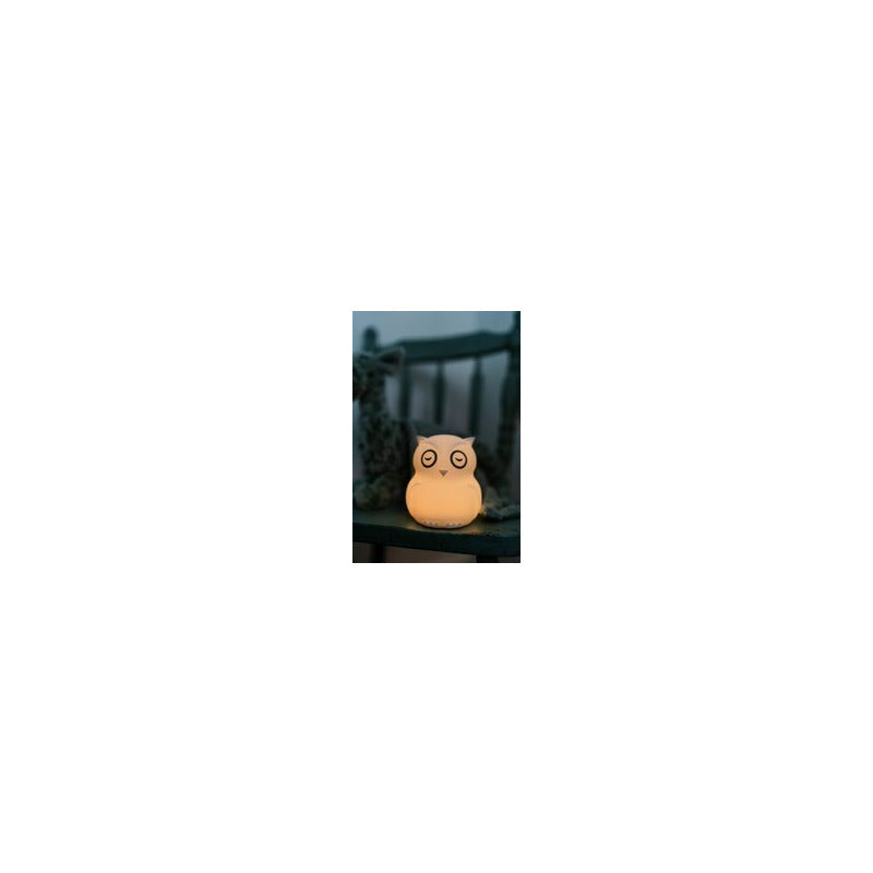 Lampa de veghe, BBluv, Bufnita, Hibu, Functionare pana la 10 ore, Cu telecomanda si cablu USB, Cu 9 culori diferite activate prin control Touch, White - gogobaby.ro