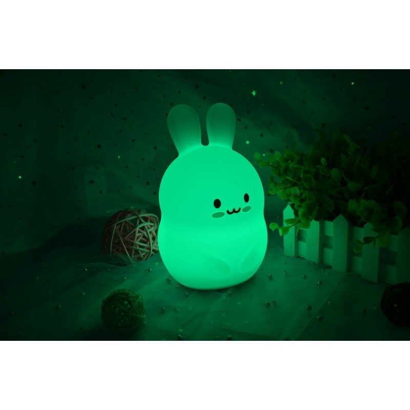 Lampa de veghe, FreeON, Silicon moale, Cu telecomanda si cablu USB, Cu 9 culori diferite si cronometru, Bear