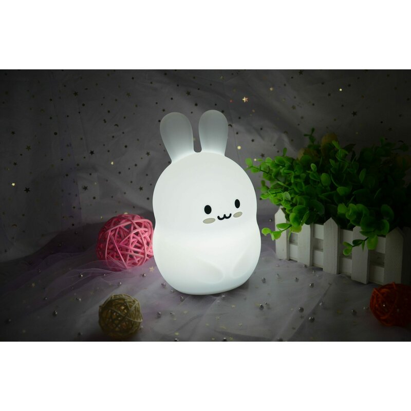 Lampa de veghe, FreeON, Silicon moale, Cu telecomanda si cablu USB, Cu 9 culori diferite si cronometru, Rabbit