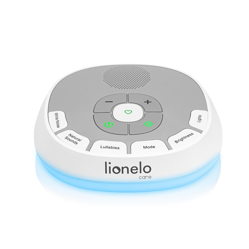 Lampa de veghe, Lionelo, BabyNap, 2 in 1, Wireless, Cu sunete si melodii de leagan, Cu 11 culori si 3 niveluri de luminozitate, Cu functie de redare si inregistrare batai inima, Alb