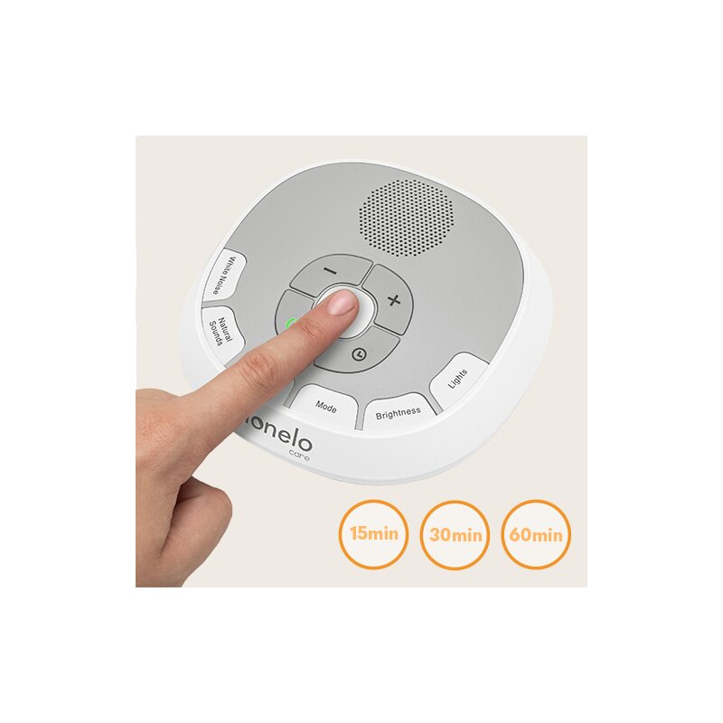Lampa de veghe, Lionelo, BabyNap, 2 in 1, Wireless, Cu sunete si melodii de leagan, Cu 11 culori si 3 niveluri de luminozitate, Cu functie de redare si inregistrare batai inima, Alb