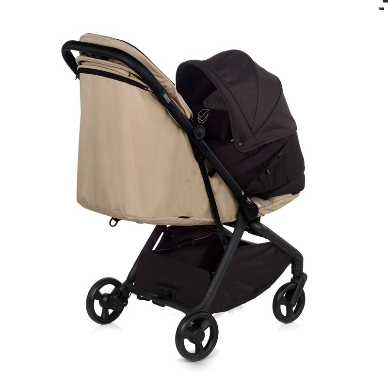 Landou portabil, Jane, Montare in carucior, Cu manere, Cu salteluta 95% materiale reciclate cu protectie UPF50, 67x29.5x43 cm, 0-9 Kg, Coal - gogobaby.ro