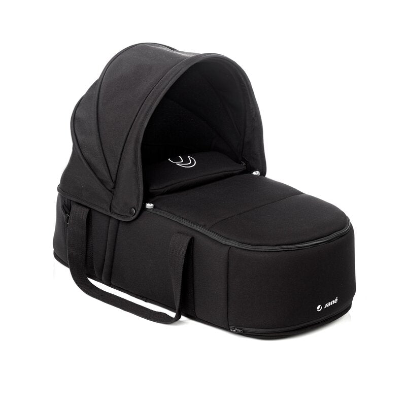Landou portabil, Jane, Montare in carucior, Cu manere, Cu salteluta 95% materiale reciclate cu protectie UPF50, 67x29.5x43 cm, 0-9 Kg, Coal - gogobaby.ro