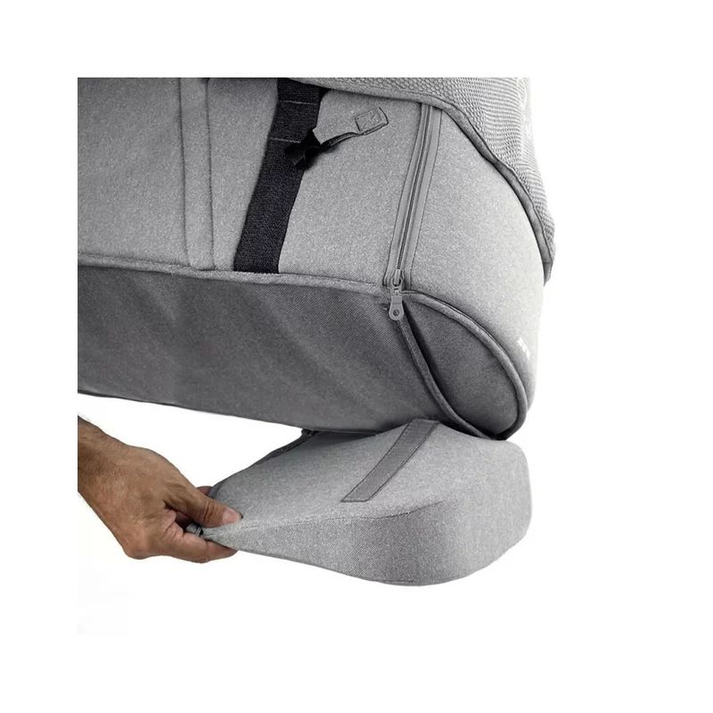 Landou portabil, Jane, Montare in carucior, Cu manere, Cu salteluta 95% materiale reciclate cu protectie UPF50, 67x29.5x43 cm, 0-9 Kg, Dim Grey