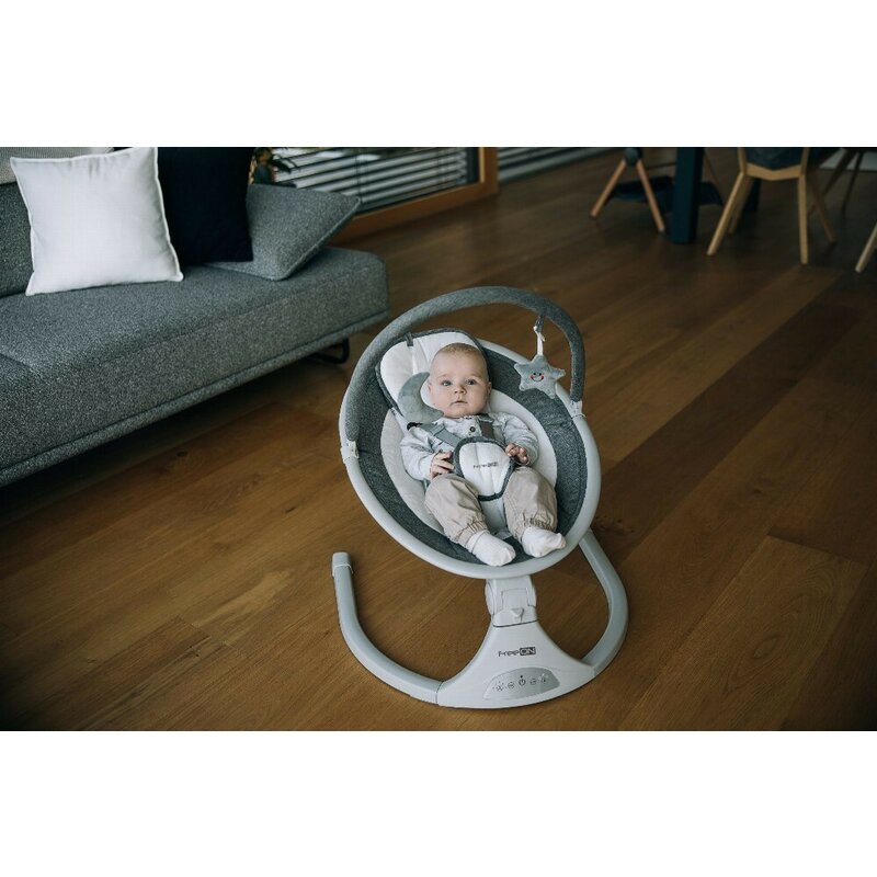 Leagan balansoar, FreeOn, Elite, Cu 12 melodii, 5 viteze de balansare si 3 pozitii de reglare a spatarului, Grey