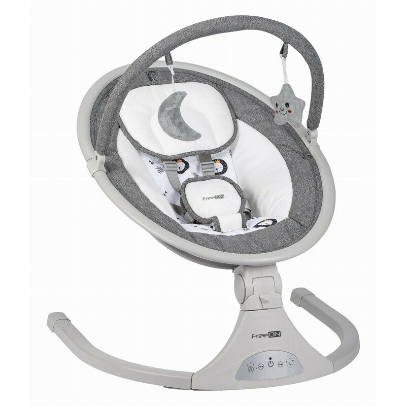 Leagan balansoar, FreeOn, Elite, Cu 12 melodii, 5 viteze de balansare si 3 pozitii de reglare a spatarului, Grey