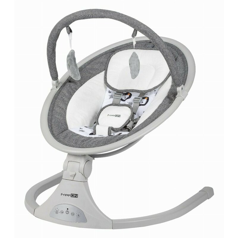 Leagan balansoar, FreeOn, Elite, Cu 12 melodii, 5 viteze de balansare si 3 pozitii de reglare a spatarului, Grey