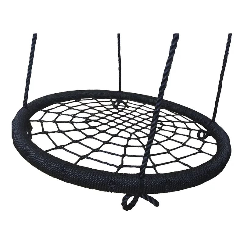 Leagan, Dice, Tip cuib, Diametru 100 cm, Ajustabil pe inaltime pana 240 cm, Din sfoara impletita PP de 16 mm, Pana la 150 kg, Conform cu EN 71-1 2 3 8, 3-6 ani, Black
