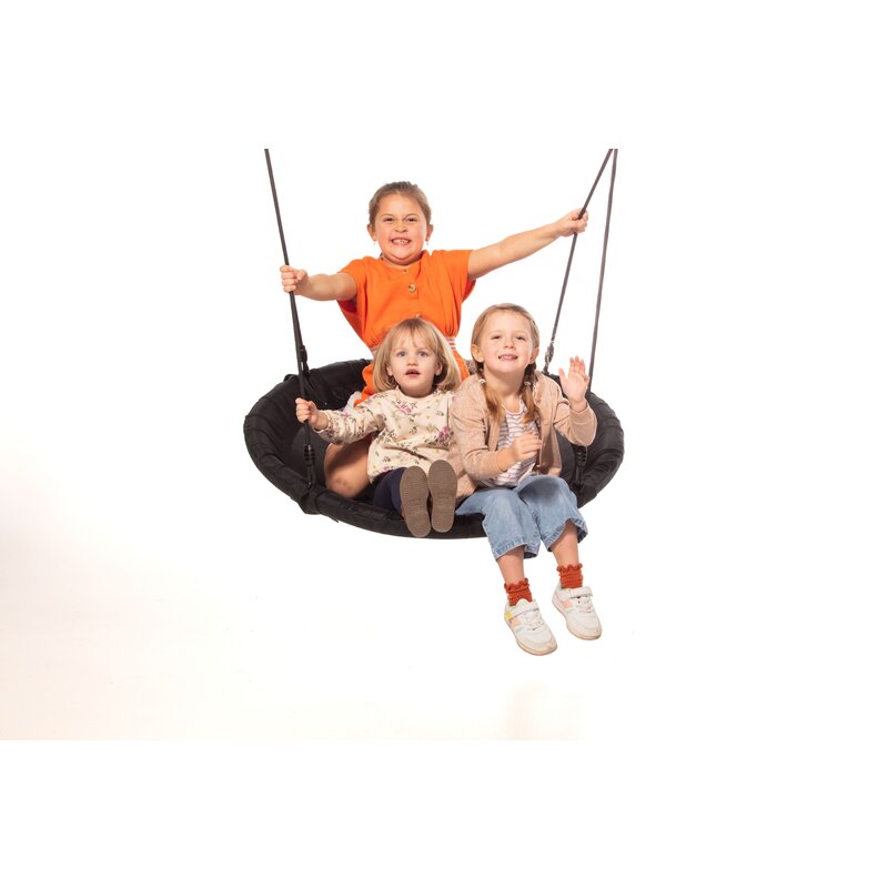 Leagan, Dice, Tip cuib, Diametru 100 cm, Ajustabil pe inaltime pana la 250 cm, Din tesatura impermeabila, Pana la 150 kg, Conform cu EN 71-1 2 3 8, 3 ani+, Black