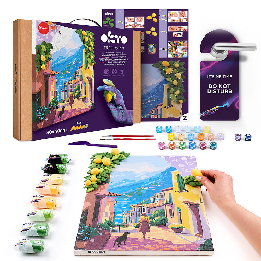 Set pictura si modelare 3D cu argila usoara, 30*40 cm - Lemon weekend - gogobaby.ro