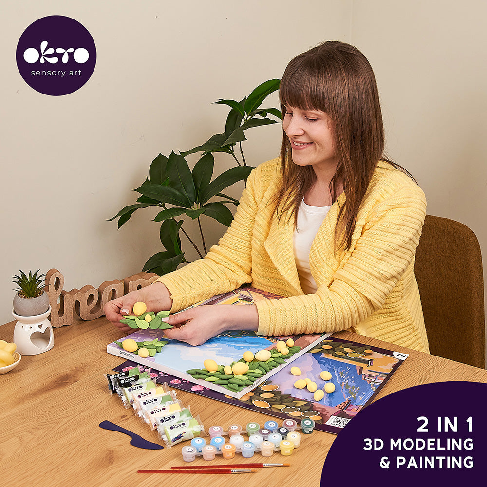Set pictura si modelare 3D cu argila usoara, 30*40 cm - Lemon weekend - gogobaby.ro