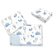 Lenjerie patut cu 3 piese, MimiNu, Cu cearceaf 120x60 cm, Din bumbac certificat Oeko Tex Standard 100, Cu paturica si pernuta, Blue Plane