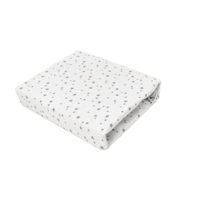 Lenjerie patut cu 3 piese, MimiNu, Cu cearceaf 120x60 cm, Din bumbac certificat Oeko Tex Standard 100, Cu paturica si pernuta, Mini Gray Stars