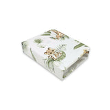 Lenjerie pat junior cu 3 piese, Qmini, Cu cearceaf 160x80 cm, Din bumbac certificat Oeko Tex Standard 100, Cu paturica si pernuta, Safari