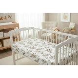 Lenjerie patut cu 5 piese, MimiNu, Cu cearceaf 120x60 cm, Pilota, Pernuta, 2 aparatori, Din bumbac certificat Oeko Tex Standard 100, Savanna