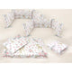 Lenjerie patut cu 5 piese, MimiNu, Cu cearceaf 120x60 cm, Pilota, Pernuta, 2 aparatori, Din bumbac certificat Oeko Tex Standard 100, Sweet Deer Pink