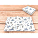 Lenjerie patut cu 3 piese, MimiNu, Cu cearceaf 120x60 cm, Pilota, Pernuta, Din bumbac certificat Oeko Tex Standard 100, Blue Plane