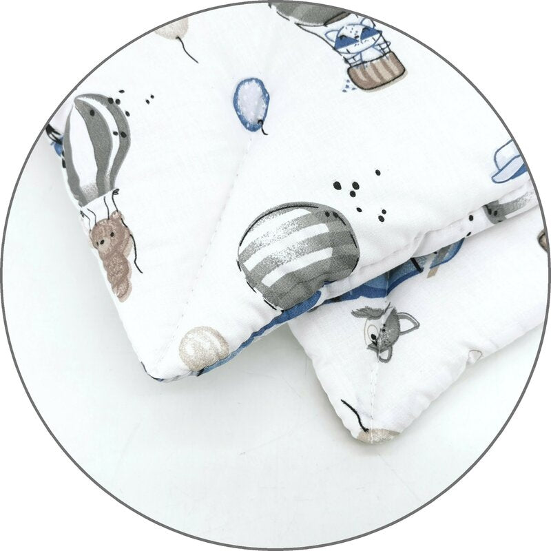 Lenjerie patut cu 3 piese, MimiNu, Cu cearceaf 120x60 cm, Pilota, Pernuta, Din bumbac certificat Oeko Tex Standard 100, Blue Plane - gogobaby.ro