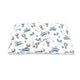 Lenjerie patut cu 3 piese, MimiNu, Cu cearceaf 120x60 cm, Pilota, Pernuta, Din bumbac certificat Oeko Tex Standard 100, Blue Plane