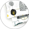 Lenjerie patut cu 3 piese, MimiNu, Cu cearceaf 120x60 cm, Pilota, Pernuta, Din bumbac certificat Oeko Tex Standard 100, Childrens Journey Grey