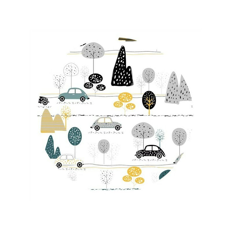 Lenjerie patut cu 3 piese, MimiNu, Cu cearceaf 120x60 cm, Pilota, Pernuta, Din bumbac certificat Oeko Tex Standard 100, Childrens Journey Grey
