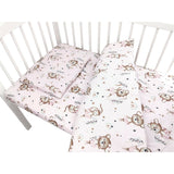 Lenjerie patut cu 3 piese, MimiNu, Cu cearceaf 120x60 cm, Pilota, Pernuta, Din bumbac certificat Oeko Tex Standard 100, Design, Little Ballerina Pink