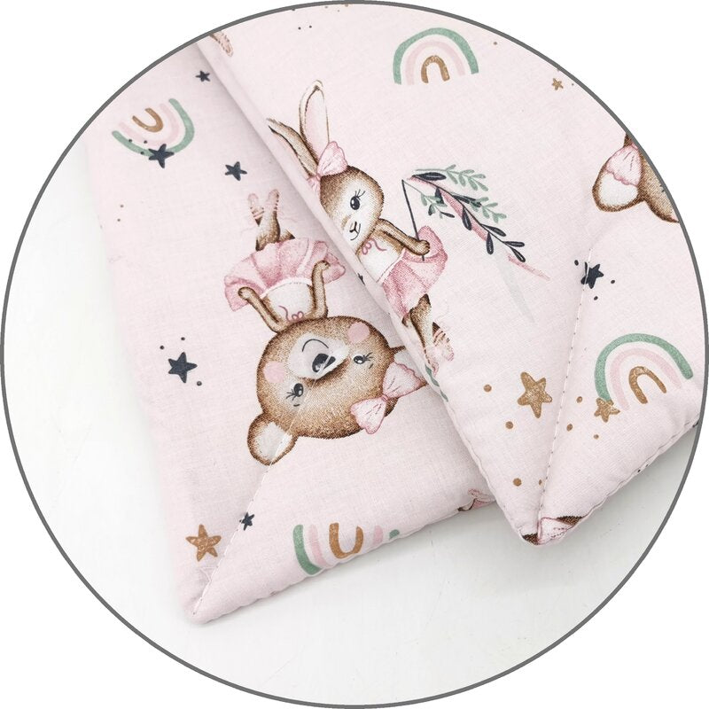 Lenjerie patut cu 3 piese, MimiNu, Cu cearceaf 120x60 cm, Pilota, Pernuta, Din bumbac certificat Oeko Tex Standard 100, Design, Little Ballerina Pink