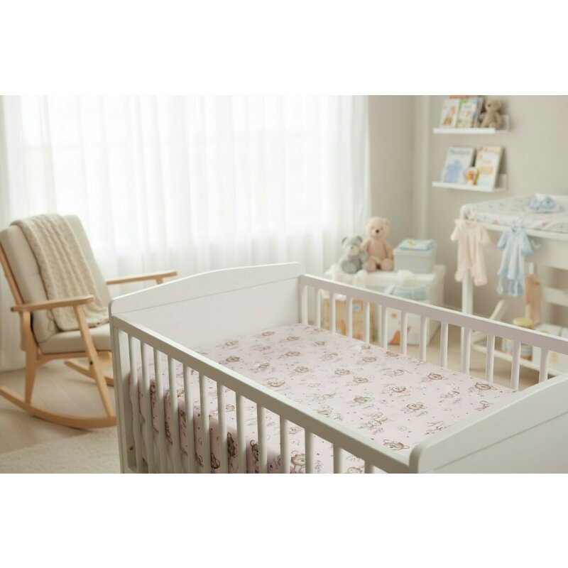 Lenjerie patut cu 3 piese, MimiNu, Cu cearceaf 120x60 cm, Pilota, Pernuta, Din bumbac certificat Oeko Tex Standard 100, Design, Little Ballerina Pink