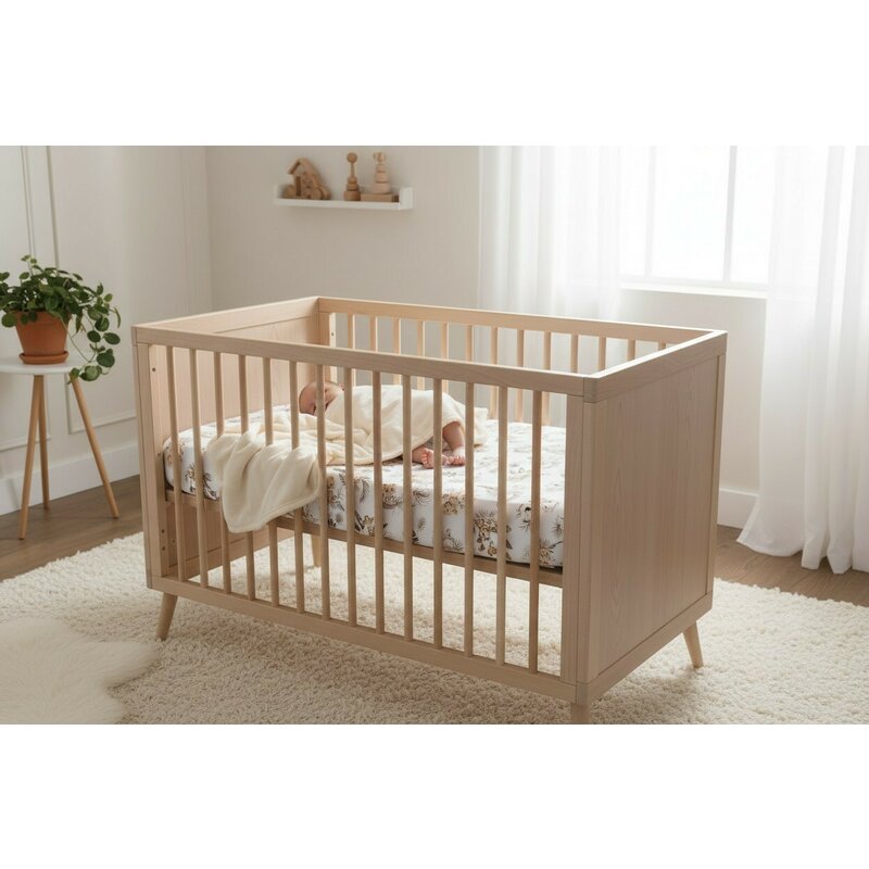 Lenjerie patut cu 3 piese, MimiNu, Cu cearceaf 120x60 cm, Pilota, Pernuta, Din bumbac certificat Oeko Tex Standard 100, Savanna
