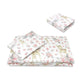 Lenjerie patut cu 3 piese, MimiNu, Cu cearceaf 120x60 cm, Pilota, Pernuta, Din bumbac certificat Oeko Tex Standard 100, Sweet Deer Pink