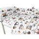 Lenjerie patut cu 3 piese, MimiNu, Pentru patut 120x60 cm, Cu protectie laterala, Din bumbac certificat Oeko Tex Standard 100, Design, Cars Grey