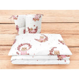 Lenjerie patut cu 3 piese, MimiNu, Pentru patut 120x60 cm, Cu protectie laterala, Din bumbac, Din bumbac certificat Oeko Tex Standard 100, Design, Betty