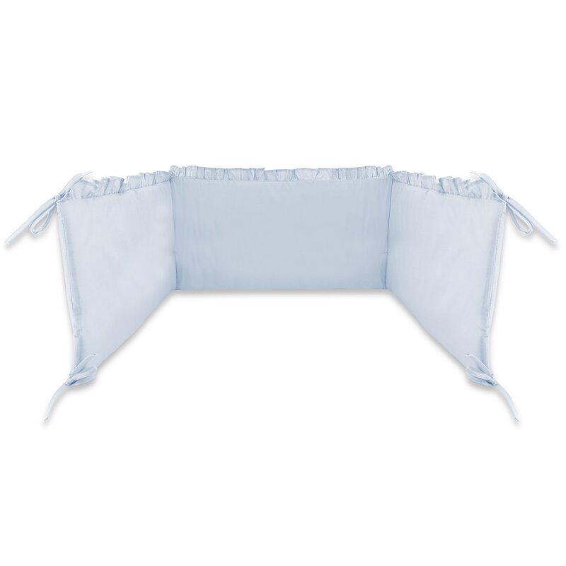 Lenjerie patut cu 3 piese, MimiNu, Pentru patut 120x60 cm, Cu volanase, Cu protectie laterala, Din bumbac certificat Oeko Tex Standard 100, Colectia Royal, Blue