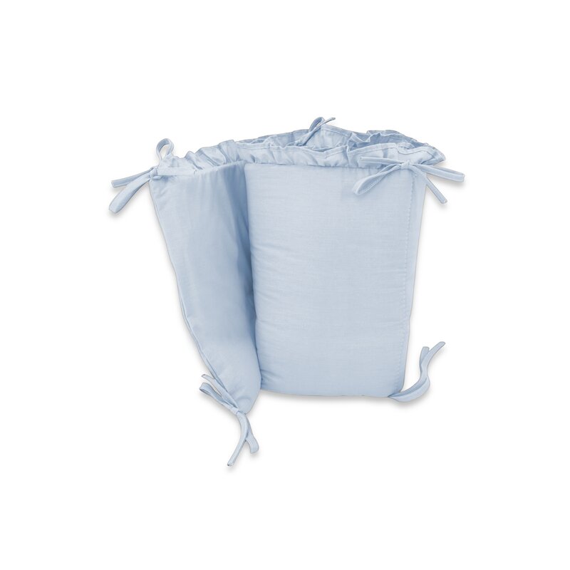 Lenjerie patut cu 3 piese, MimiNu, Pentru patut 120x60 cm, Cu volanase, Cu protectie laterala, Din bumbac certificat Oeko Tex Standard 100, Colectia Royal, Blue - gogobaby.ro