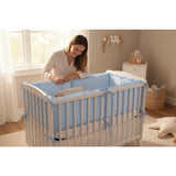 Lenjerie patut cu 3 piese, MimiNu, Pentru patut 120x60 cm, Cu volanase, Cu protectie laterala, Din bumbac certificat Oeko Tex Standard 100, Colectia Royal, Blue