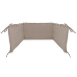 Lenjerie patut cu 3 piese, MimiNu, Pentru patut 120x60 cm, Cu volanase, Cu protectie laterala, Din bumbac certificat Oeko Tex Standard 100, Colectia Royal, Mocha