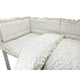 Lenjerie patut cu 3 piese, MimiNu, Premium, Pentru patut 120x60 cm, Cu protectie laterala, Din bumbac certificat Oeko Tex Standard 100, Cu dantela si volan, Meadow