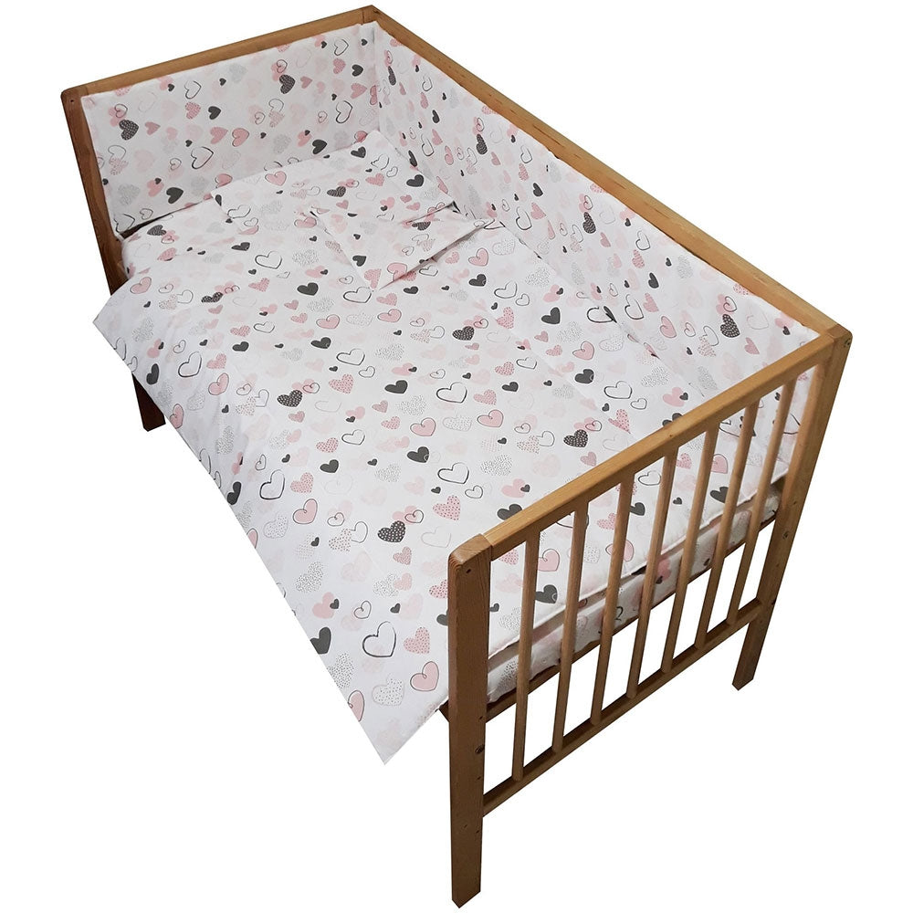 Lenjerie patut Hubners Hearts 4 piese multicolor - gogobaby.ro