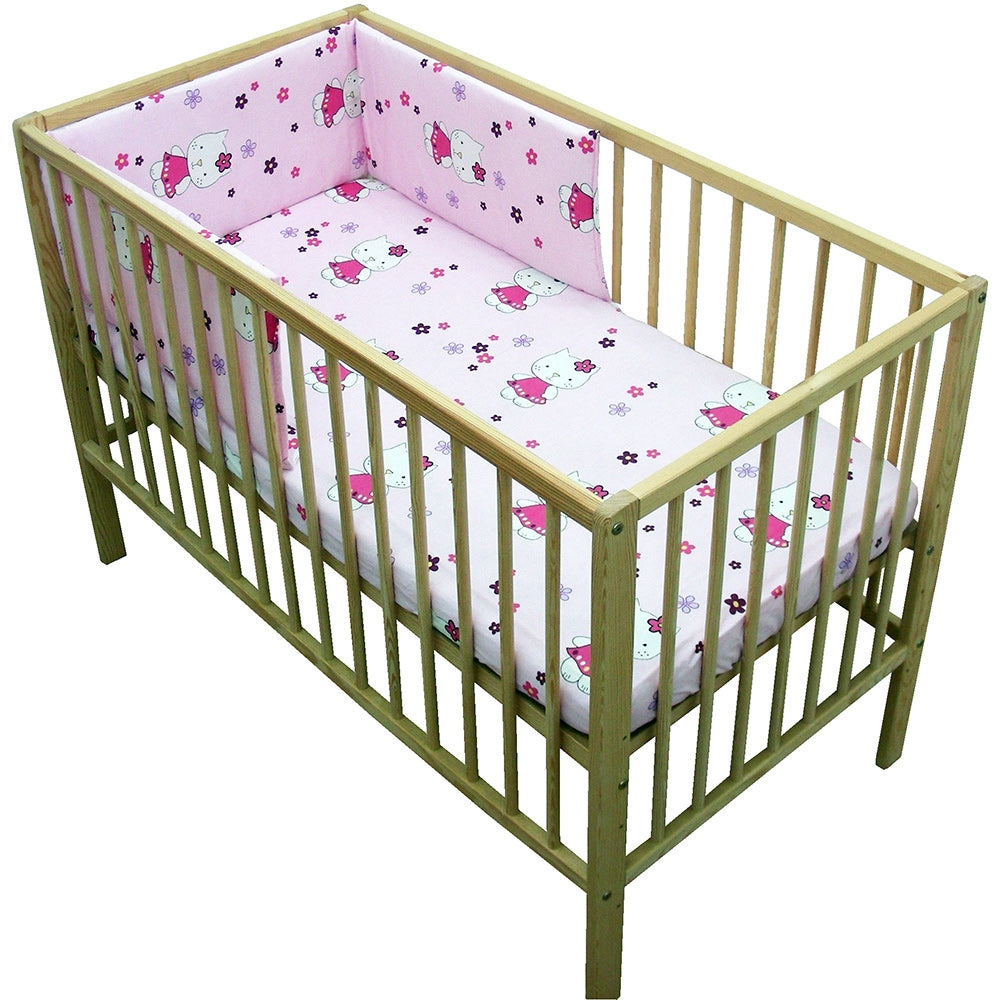 Lenjerie patut Hubners Kitty Floricele 4 piese roz - gogobaby.ro