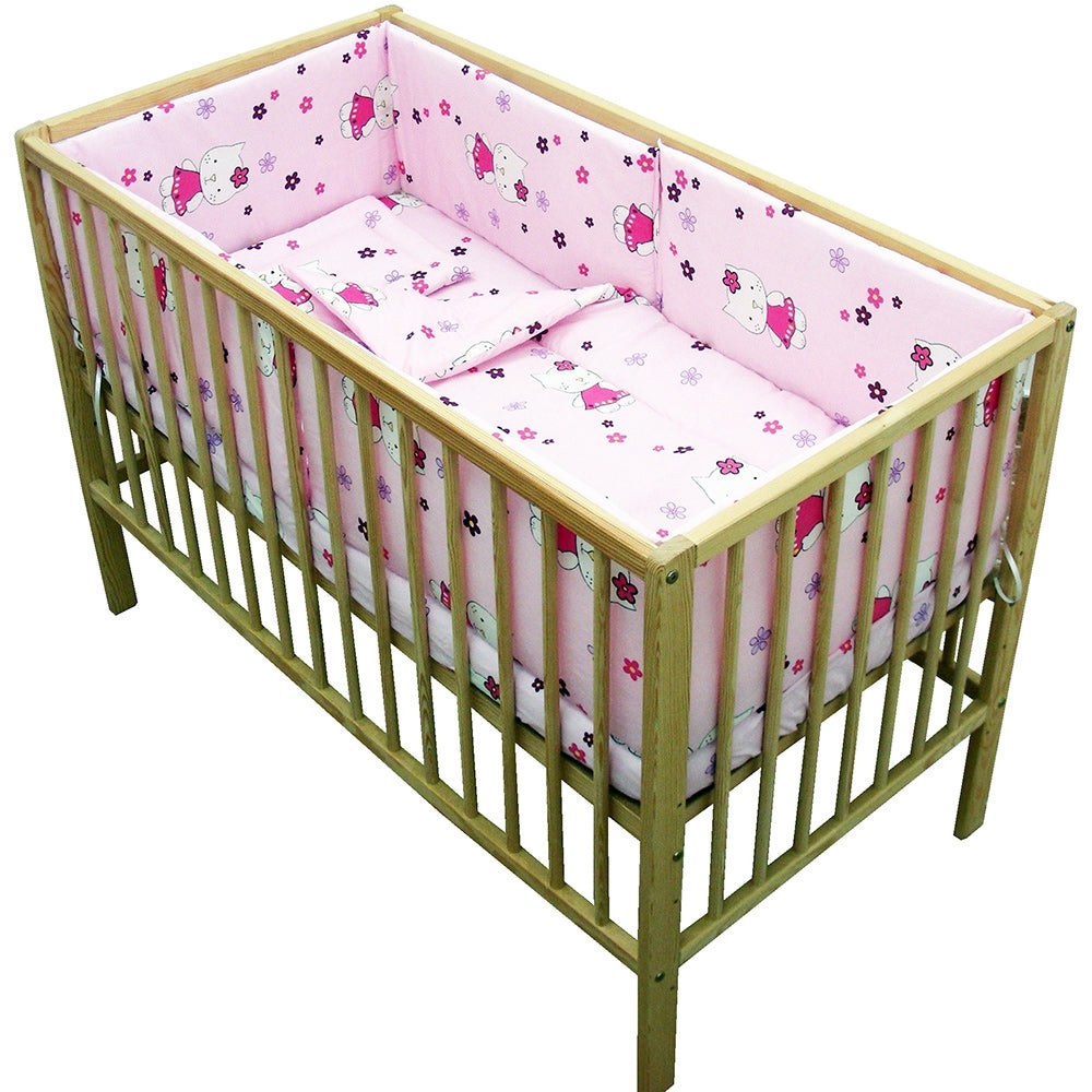 Lenjerie patut Hubners Kitty Floricele 5 piese roz - gogobaby.ro