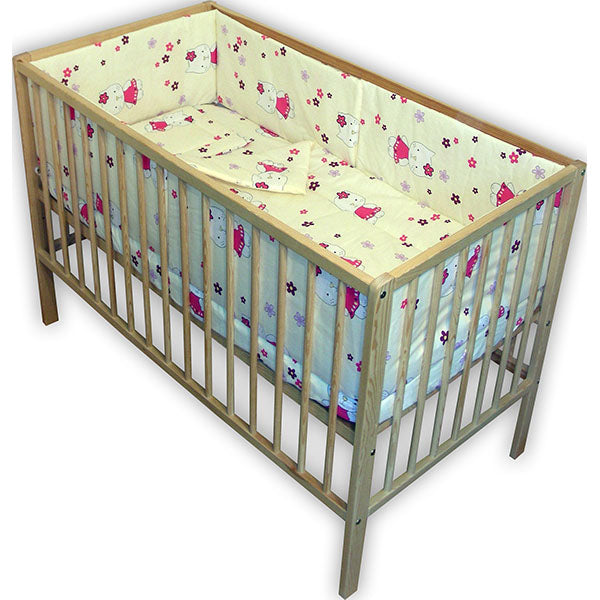 Lenjerie patut Hubners Kitty Floricele 5 piese crem - gogobaby.ro
