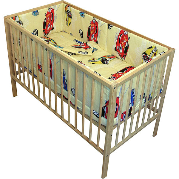 Lenjerie patut Hubners Masinute 5 piese crem - gogobaby.ro