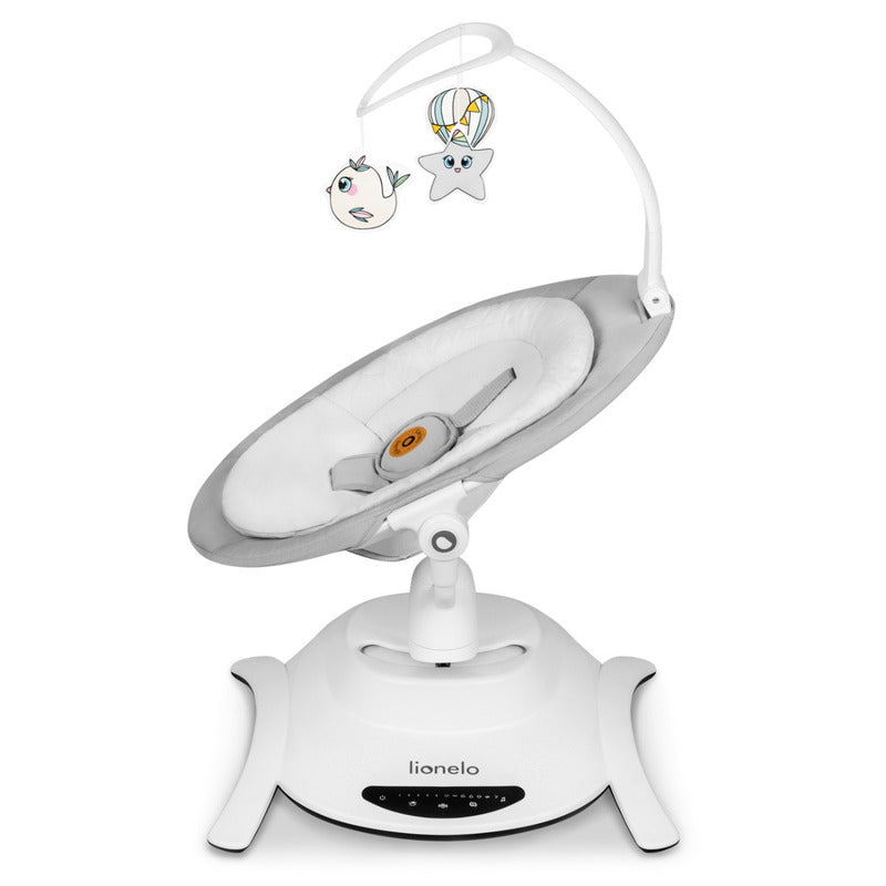 Balansoar, Lionelo, Bella, Multifunctional, Electric, Scaun reglabil, Ecran tactil si telecomanda, 6 miscari unice, 5 viteze, Cu melodii, Gri