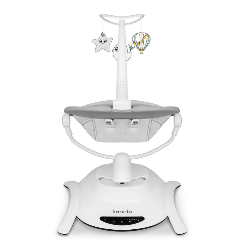 Balansoar, Lionelo, Bella, Multifunctional, Electric, Scaun reglabil, Ecran tactil si telecomanda, 6 miscari unice, 5 viteze, Cu melodii, Gri